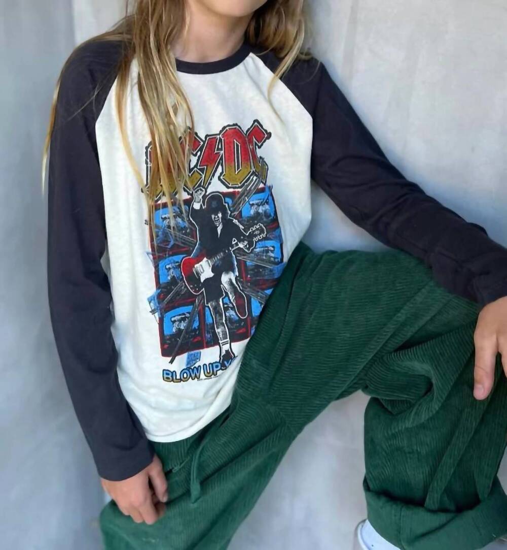 NEW ROWDY SPROUT acdc raglan tee in black